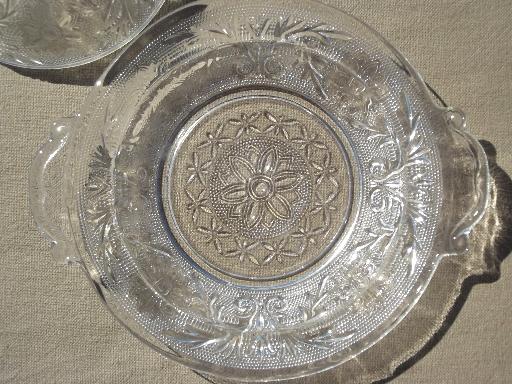 photo of vintage sandwich pattern glass, round dome covered butter dish in crystal #3