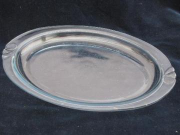 catalog photo of vintage sapphire blue Pyrex flameware serving tray / platter, 1930s art deco