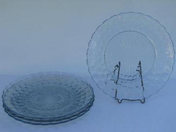 catalog photo of vintage sapphire blue bubble dinner plates, Anchor Hocking depression glass