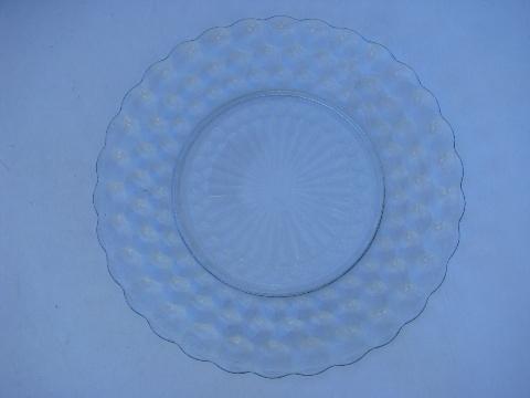 photo of vintage sapphire blue bubble dinner plates, Anchor Hocking depression glass #2