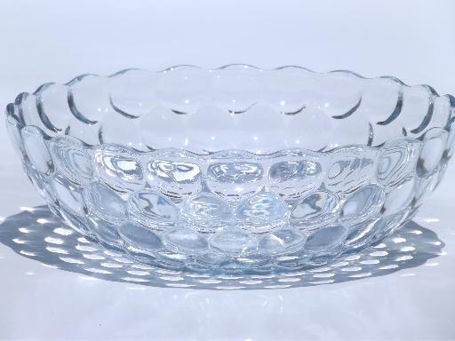 photo of vintage sapphire blue bubble pattern glass, serving bowl & oval platter #3