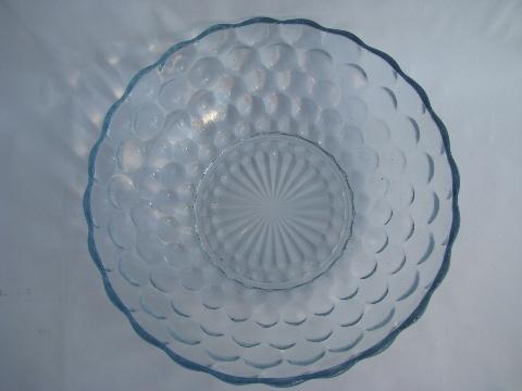photo of vintage sapphire blue depression glass, Hocking bubble pattern, serving bowls #3