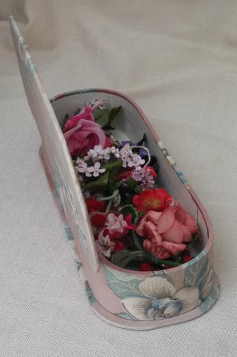 photo of vintage satin ribbon & velvet flowers, millinery trims for hats, corsage pins #8