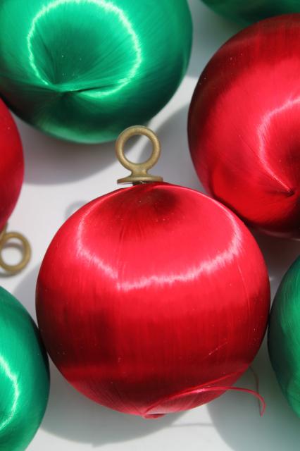 photo of vintage satin sheen balls Christmas tree ornaments, red & green holiday decorations #3