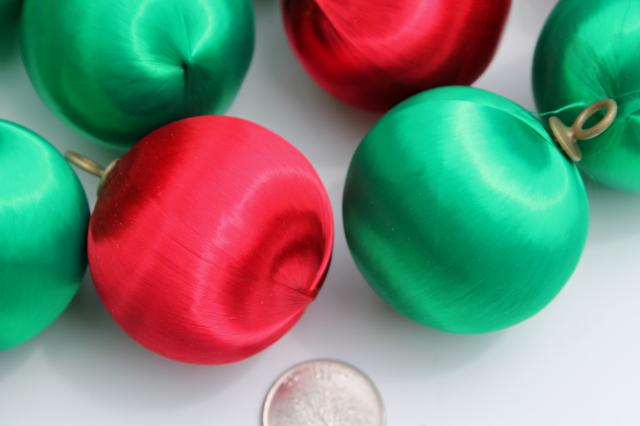 photo of vintage satin sheen balls Christmas tree ornaments, red & green holiday decorations #5