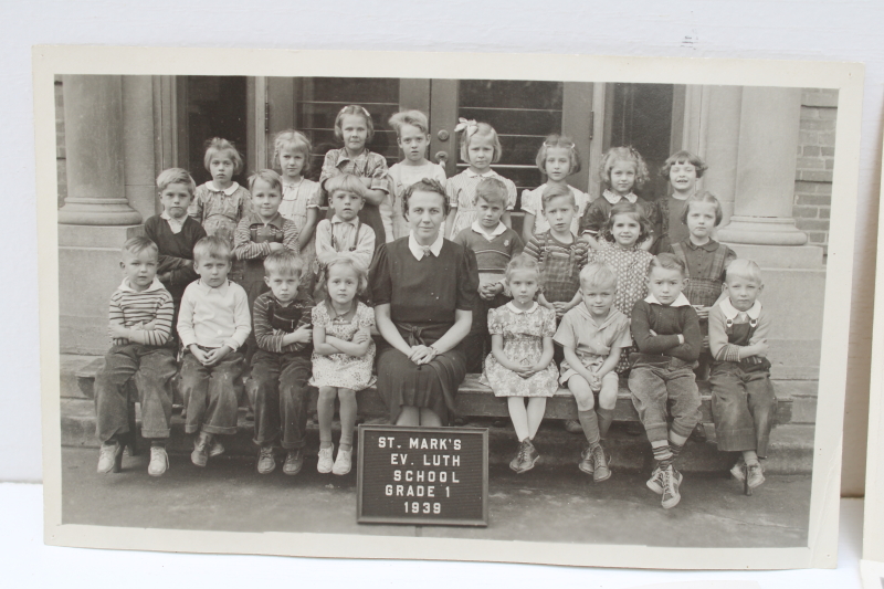 photo of vintage school pictures 1st grade classroom 1930s & 40s, awkward children & teachers black & white photos  #2