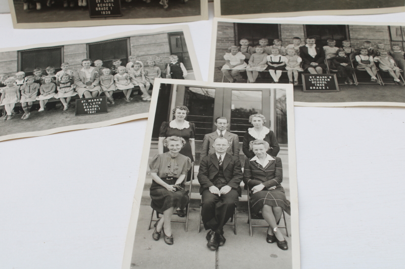 photo of vintage school pictures 1st grade classroom 1930s & 40s, awkward children & teachers black & white photos  #4