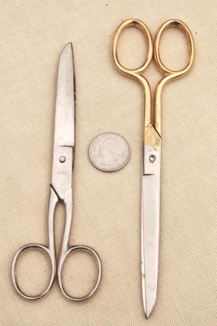 photo of vintage scissors lot, collection all steel metal scissors, children's school scissors #11