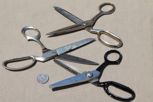 photo of vintage scissors lot, collection of old steel scissors for almost every purpose #3