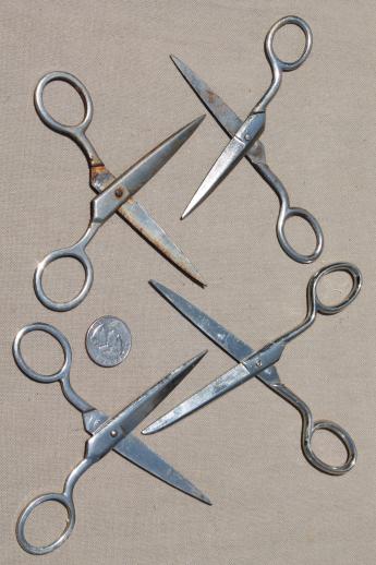 photo of vintage scissors lot, collection of old steel scissors for almost every purpose #5
