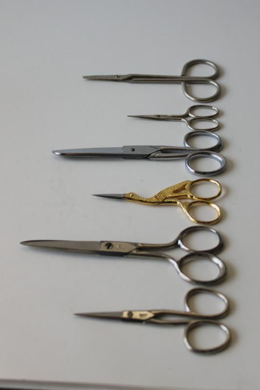 photo of vintage scissors lot, small snips for embroidery, sewing basket, paper crafts #1