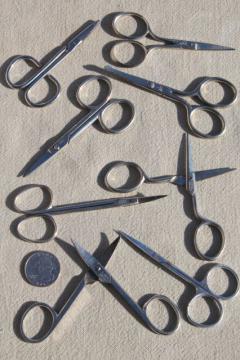 catalog photo of vintage scissors lot, tiny embroidery needlework scissors & manicure nail scissors