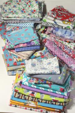 catalog photo of vintage scraps lot, print cotton florals & feedsack prints for charm quilts patchwork