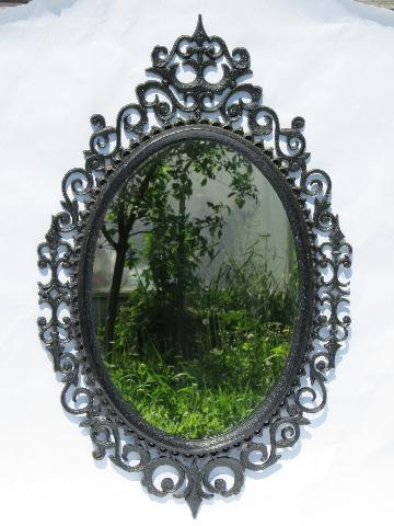 photo of vintage scrollwork framed mirror, wall shelf, candle sconce brackets #2