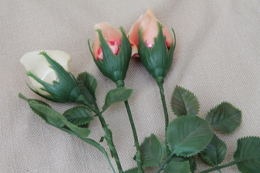 photo of vintage seashell roses, long stemmed rosebuds made of painted shells  #2