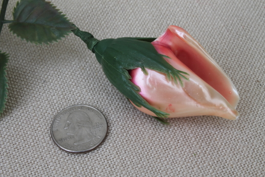 photo of vintage seashell roses, long stemmed rosebuds made of painted shells  #5