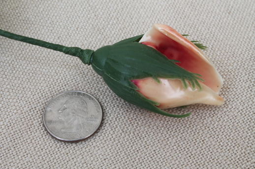 photo of vintage seashell roses, long stemmed rosebuds made of painted shells  #6