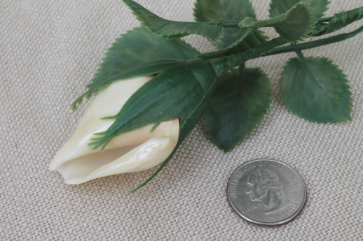 photo of vintage seashell roses, long stemmed rosebuds made of painted shells  #7