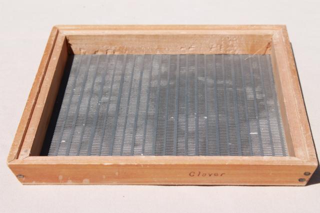 photo of vintage seed cleaning screens, stacking wood & metal sieves for separating seeds #2