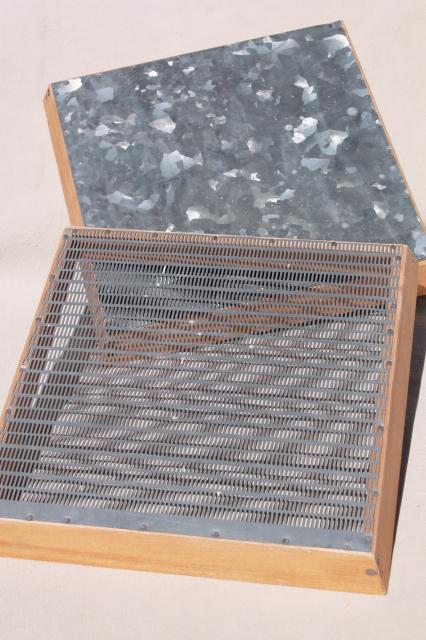 photo of vintage seed cleaning screens, stacking wood & metal sieves for separating seeds #4