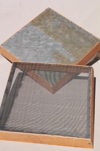 photo of vintage seed cleaning screens, stacking wood & metal sieves for separating seeds #9