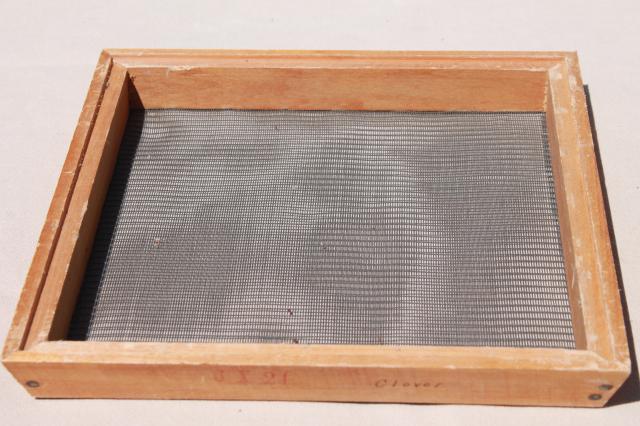 photo of vintage seed cleaning screens, stacking wood & metal sieves for separating seeds #10