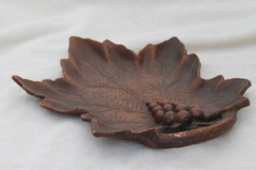 photo of vintage serving dish, rustic carved pressed wood plastic or wood composite composition #1