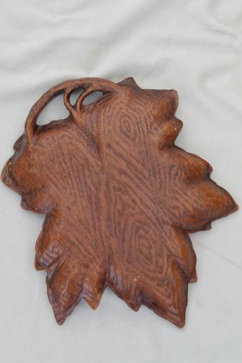 photo of vintage serving dish, rustic carved pressed wood plastic or wood composite composition #3