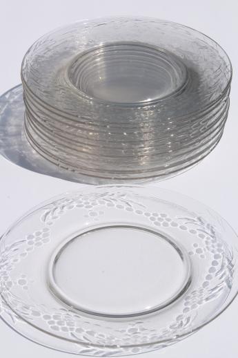 photo of vintage set of 12 Rock Sharpe crystal clear glass salad plates #1