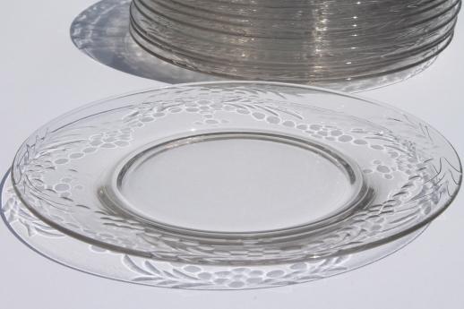 photo of vintage set of 12 Rock Sharpe crystal clear glass salad plates #2