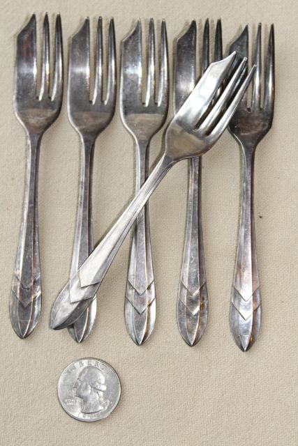 photo of vintage set of silver plate pastry forks, Sheffield England EPNS plated #1