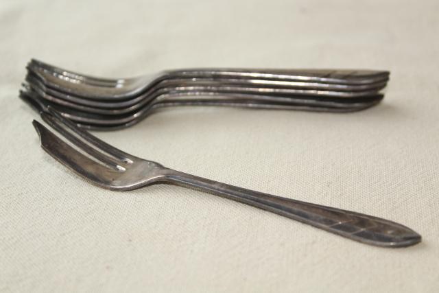 photo of vintage set of silver plate pastry forks, Sheffield England EPNS plated #3