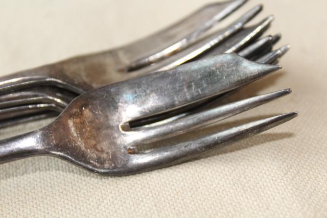 photo of vintage set of silver plate pastry forks, Sheffield England EPNS plated #5