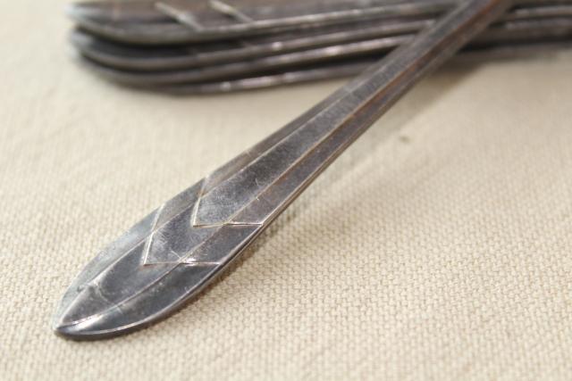 photo of vintage set of silver plate pastry forks, Sheffield England EPNS plated #6