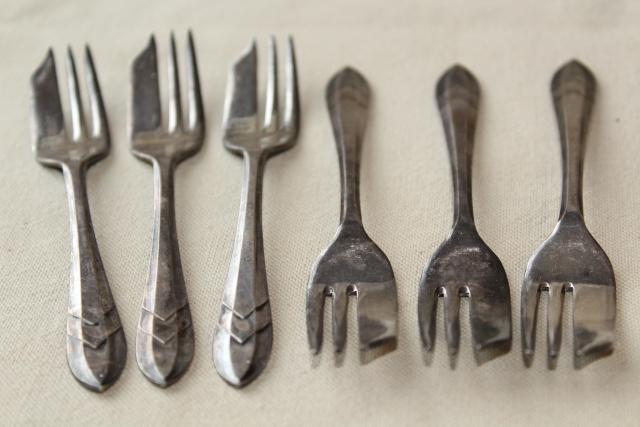 photo of vintage set of silver plate pastry forks, Sheffield England EPNS plated #7