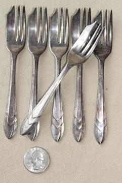 catalog photo of vintage set of silver plate pastry forks, Sheffield England EPNS plated