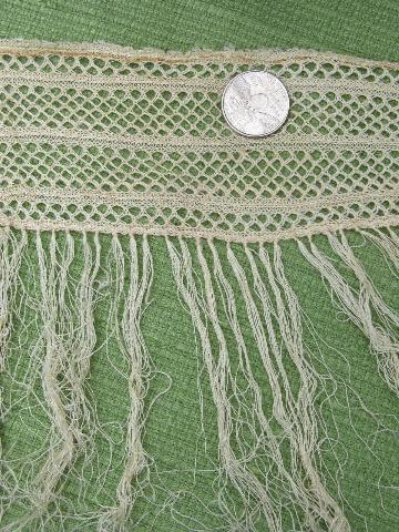 photo of vintage sewing / lampshade trim, ivory net lace w/ long silky fringe #2