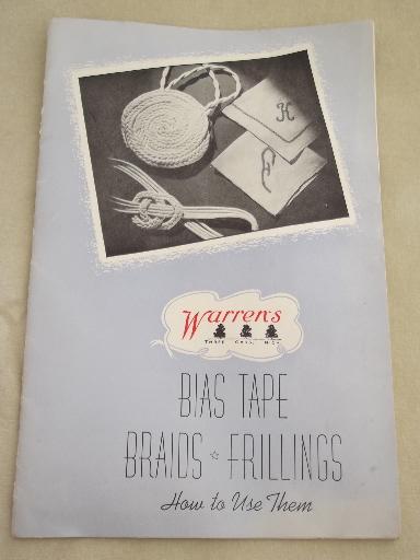 photo of vintage sewing notions booklet, Warren's bias tape and frillings ideas #1