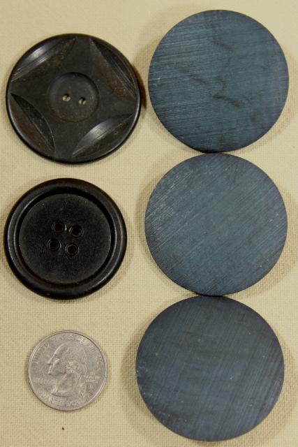 photo of vintage sewing notions, buttons on original cards in shades of grey & black #5