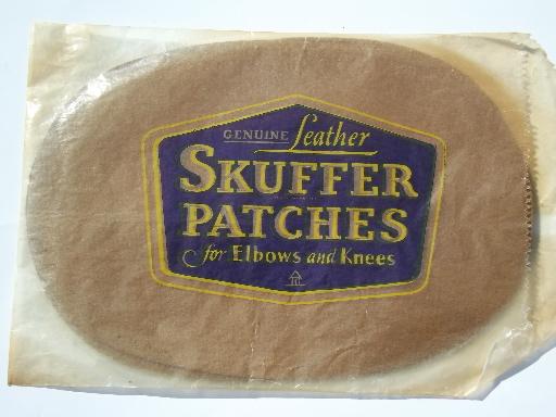 photo of vintage sewing notions, suede leather shirt jacket sweater elbow patches #3