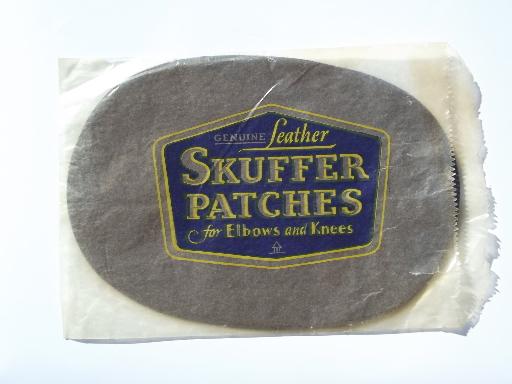 photo of vintage sewing notions, suede leather shirt jacket sweater elbow patches #3