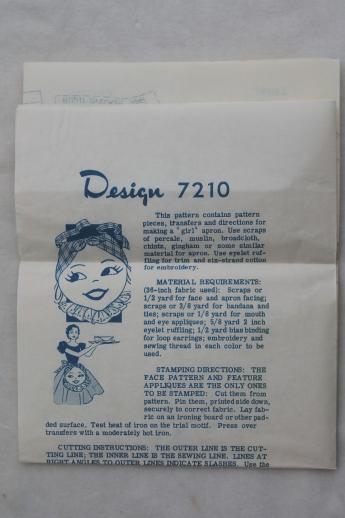 photo of vintage sewing pattern w/ embroidery transfer for Mammy kitchen cook apron #1