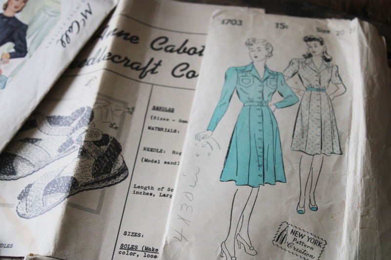 photo of vintage sewing pattern lot, 1940s dresses & housedresses Superior, New York patterns etc #3