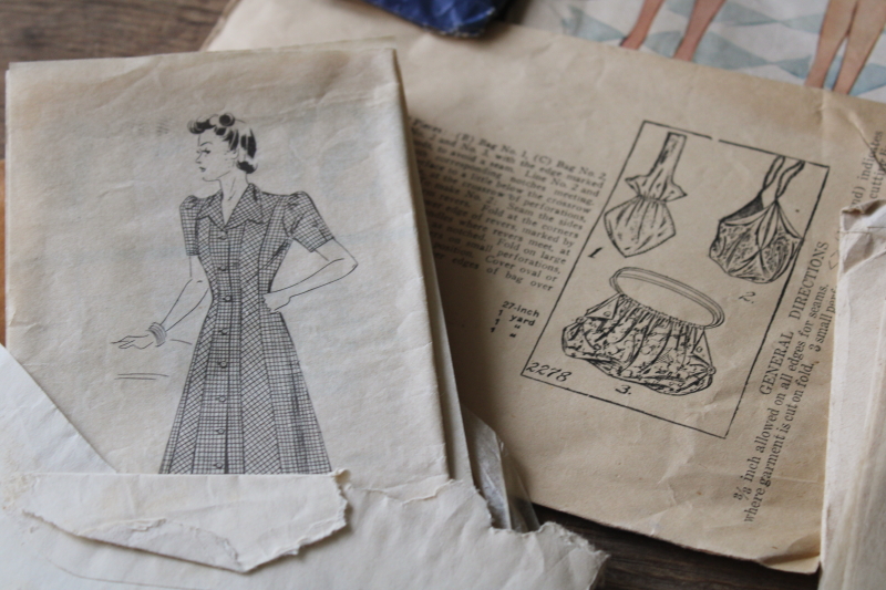 photo of vintage sewing pattern lot, 1940s dresses & housedresses Superior, New York patterns etc #5