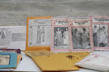 catalog photo of vintage sewing pattern lot historical fashions for reenactors costumes Folkwear, Past Patterns etc