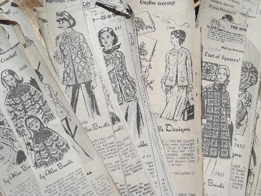 photo of vintage sewing pattern styles, huge lot old newspaper clippings w/ dress patterns #5