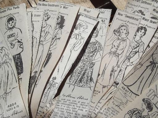 photo of vintage sewing pattern styles, huge lot old newspaper clippings w/ dress patterns #6