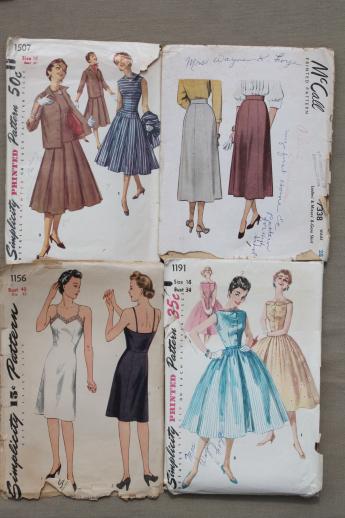 photo of vintage sewing patterns lot, 1930s 40s 50s dresses, lingerie, ladies separates #5