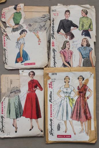 photo of vintage sewing patterns lot, 1930s 40s 50s dresses, lingerie, ladies separates #7