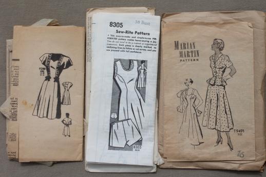 photo of vintage sewing patterns lot, 1930s 40s 50s dresses, lingerie, ladies separates #8